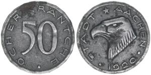 Notgeld Aachen. 50 Pfennige, 1920. 5,11g ... 