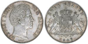 Ludwig I. Bayern. 2 Gulden, 1846. 21,21g AKS ... 
