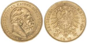 Wilhelm I. 1861-1888 Preussen. 20 Mark, 1873 ... 