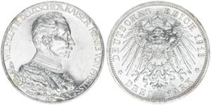 Wilhelm II. 1888-1918 Preussen. 3 Mark, 1913 ... 