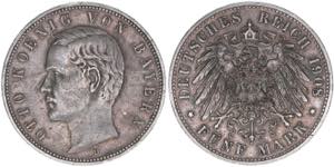 Otto 1886-1913 Bayern. 5 Mark, 1908 D. ... 
