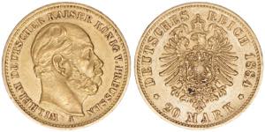 Wilhelm I. 1861-1888 Preussen. 20 Mark, 1884 ... 