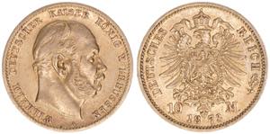 Wilhelm I. 1861-1888 Preussen. 10 Mark, 1873 ... 