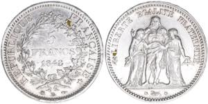 5 Francs, 1848 A Frankreich. Silber. 25,00g ... 