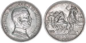 Victor Emanuel III. Italien. 2 Lire, 1916. ... 
