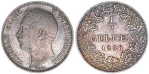 Wilhelm I. Württemberg. 1/2 Gulden, 1838. ... 