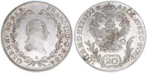Franz II. (I.) 1792-1835 20 Kreuzer, 1792 B. ... 