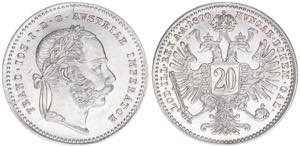 Franz Joseph I. 1848-1916 20 Kreuzer, 1870. ... 