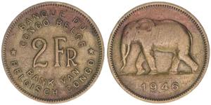 1908-1960 Belgisch-Kongo. 2 Francs, 1946. ... 