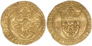 Karl VI. 1380-1422 Frankreich. Ecu dór, ... 