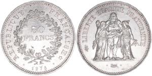 Republik Frankreich. 50 Francs, 1978. AG900 ... 