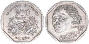 500 Francs, 1985 Gabun. Kupfer-Nickel. ... 