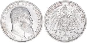 Wilhelm II. 1891-1918 Württemberg. 3 Mark, ... 