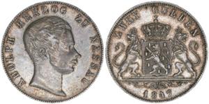Adolph Herzogtum Nassau. 2 Gulden, 1847. ... 