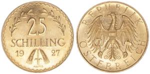 25 Schilling, 1927 Gold. 5,87g ANK 3 stfr