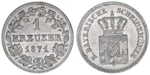 Ludwig II. 1864-1886 Bayern. 1 Kreuzer, ... 