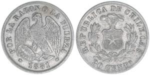 20 Centavos, 1881 Chile. 4,83g. Kahnt/Schön ... 