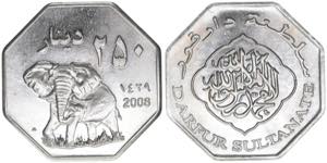 250 Dinars, 2008 Sultanat Dafur. 10,60g. stfr