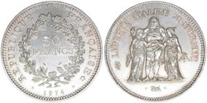 Republik Frankreich. 50 Francs, 1974. Silber ... 
