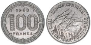 100 Francs, 1968 Zentralafrikanische ... 