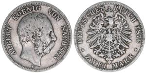 Albert 1873-1902 Sachsen. 2 Mark, 1876 E. ... 