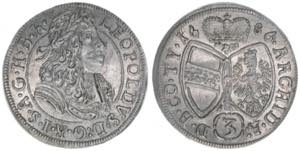 Leopold I. 1658-1705 3 Kreuzer, 1686. Hall ... 