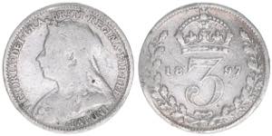 Victoria Großbritannien. 3 Pence, 1897. ... 