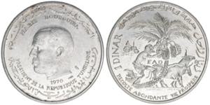1. Republik Tunesien. 1 Dinar, 1970. FAO ... 