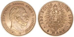 Wilhelm I. 1861-1888 Preussen. 5 Mark, 1877 ... 