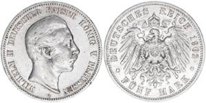 Wilhelm II. 1888-1918 Preussen. 5 Mark, 1902 ... 