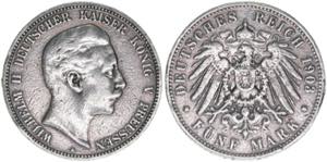 Wilhelm II. 1888-1918 Preussen. 5 Mark, 1903 ... 