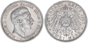 Wilhelm II. 1888-1918 Preussen. 2 Mark, 1907 ... 