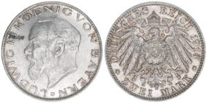 Ludwig III. 1913-1918 Bayern. 2 Mark, 1914 ... 