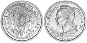 2 Francs, 1959 Dschibuti. Aluminium. 2,20g ... 
