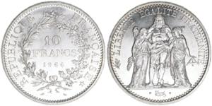Republik Frankreich. 10 Francs, 1966. Silber ... 