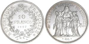 Republik Frankreich. 10 Francs, 1967. Silber ... 