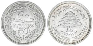 50 Piastres, 1952 Libanon. Silber. 5,00g ... 