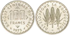 Republik seit 1960 Mali. 100 Francs, 1975. ... 