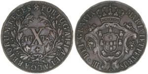 Maria I. und Peter III. Portugal. 10 Reis, ... 