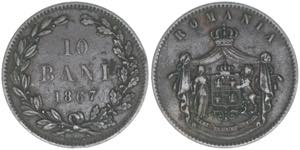 10 Bani, 1867 Rumänien. 10g. Khant/Schön 4 ... 