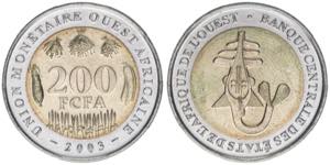 200 Francs, 2003 Mauretanien. Benin, Burkina ... 