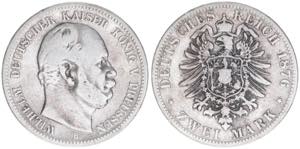 Wilhelm I. 1861-1888 Preussen. 2 Mark, 1876 ... 