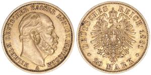 Wilhelm I. 1861-1888 Preussen. 20 Mark, 1881 ... 