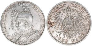 Wilhelm II. 1888-1918 Preussen. 5 Mark, ... 