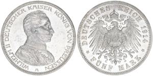 Wilhelm II. 1888-1918 Preussen. 5 Mark, 1914 ... 