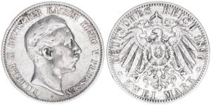 Wilhelm II. 1888-1918 Preussen. 2 Mark, 1896 ... 