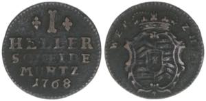 1 Heller, 1768 Hanau Münzberg. 1,89g. ... 