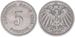 5 Pfennig, 1893 G Auflage 421862. 2,44g AKS ... 