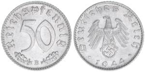 Ostmark 50 Reichspfennig, 1944 B. Wien 1,36g ... 