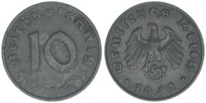 Ostmark 10 Reichspfennig, 1942 B. Wien 3,53g ... 